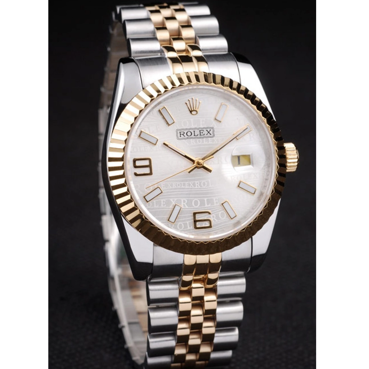 AAA replica watch DateJust Silver Dial Rolex 18k Stainless Plated Tone Gold Steel 98084 Two 0719